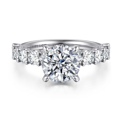 Florah - 14K White Gold Round Diamond Engagement Ring