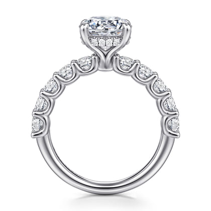 Florah - 14K White Gold Round Diamond Engagement Ring