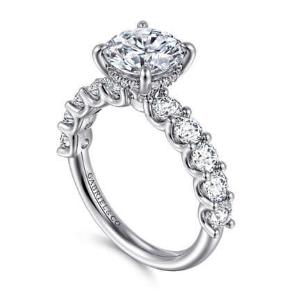 Florah - 14K White Gold Round Diamond Engagement Ring