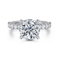 Florah - 14K White Gold Round Hidden Halo Diamond Engagement Ring