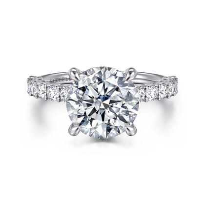 Florah - 14K White Gold Round Hidden Halo Diamond Engagement Ring