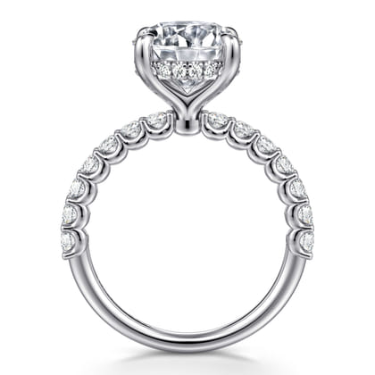 Florah - 14K White Gold Round Hidden Halo Diamond Engagement Ring