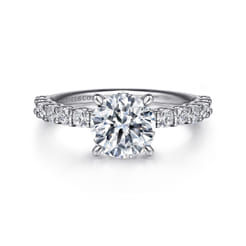 Florah - 14K White Gold Round Hidden Halo Diamond Engagement Ring