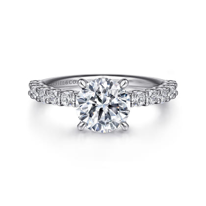 Florah - 14K White Gold Round Hidden Halo Diamond Engagement Ring
