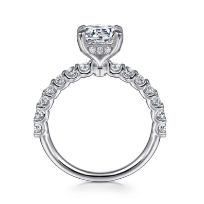 Florah - 14K White Gold Round Hidden Halo Diamond Engagement Ring