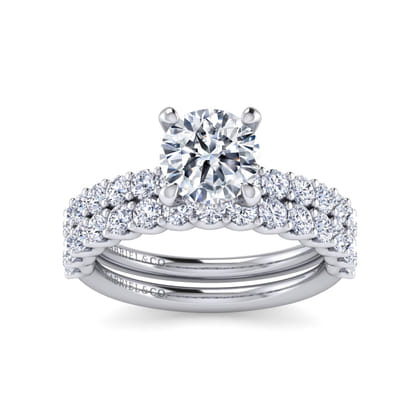 Florah - 14K White Gold Round Hidden Halo Diamond Engagement Ring