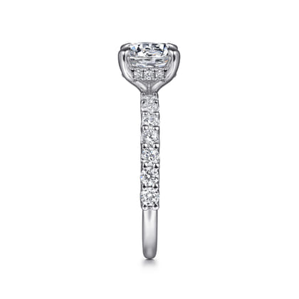 Florah - 14K White Gold Round Hidden Halo Diamond Engagement Ring
