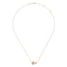 Floral - 14K Rose Gold Double Pave Diamond Flower Necklace - 0.25 ct