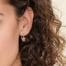 Floral - 14K Rose Gold Floral Pave Diamond Drop Earrings - 0.3 ct