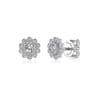 Floral - 14K White Gold Bezel Set Round Diamond Flower Stud Earrings - 0.25 ct