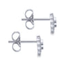 Floral - 14K White Gold Bezel Set Round Diamond Flower Stud Earrings - 0.25 ct