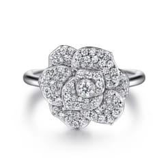 Floral - 14K White Gold Diamond Floral Fashion Ring