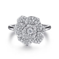 Floral - 14K White Gold Diamond Floral Fashion Ring