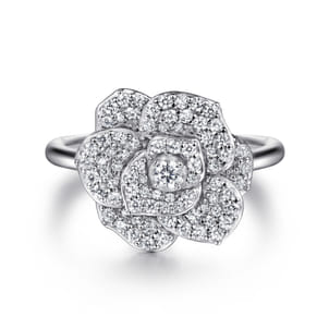 Floral - 14K White Gold Diamond Floral Fashion Ring