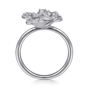 Floral - 14K White Gold Diamond Floral Fashion Ring