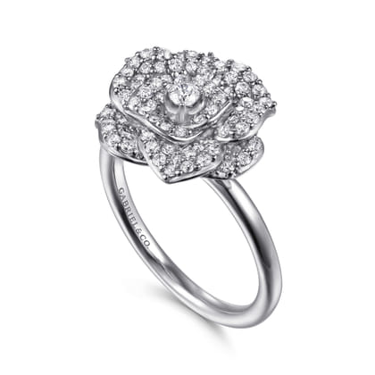 Floral - 14K White Gold Diamond Floral Fashion Ring