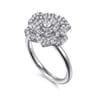 Floral - 14K White Gold Diamond Floral Fashion Ring - 0.5 ct