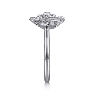 Floral - 14K White Gold Diamond Floral Fashion Ring