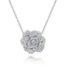 Floral - 14K White Gold Diamond Floral Station Necklace - 0.7 ct