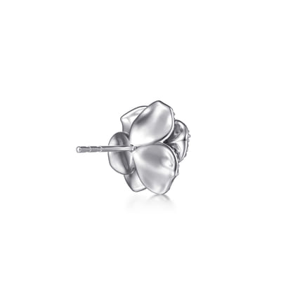 Floral - 14K White Gold Diamond Floral Stud Earrings