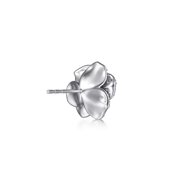 Floral - 14K White Gold Diamond Floral Stud Earrings - 1 ct - Shot 2