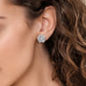 Floral - 14K White Gold Diamond Floral Stud Earrings - 1 ct
