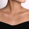 Floral - 14K White Gold Diamond Flower Pendant Necklace - 0.11 ct