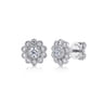 Floral - 14K White Gold Diamond Flower Stud Earrings - 0.5 ct