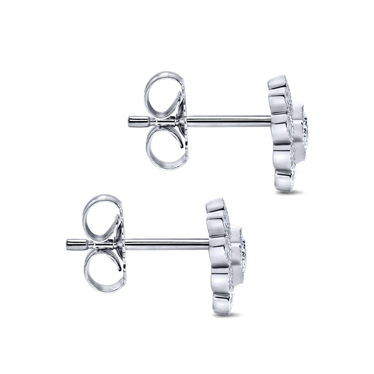 Floral - 14K White Gold Diamond Flower Stud Earrings - 0.5 ct - Shot 3