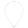 Floral - 14K White Gold Diamond Leaf Curved Bar Necklace - 0.08 ct