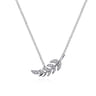 Floral - 14K White Gold Diamond Leaf Pendant Necklace - 0.05 ct