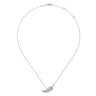 Floral - 14K White Gold Diamond Leaf Pendant Necklace - 0.05 ct