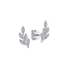 Floral - 14K White Gold Diamond Leaf Stud Earrings - 0.08 ct