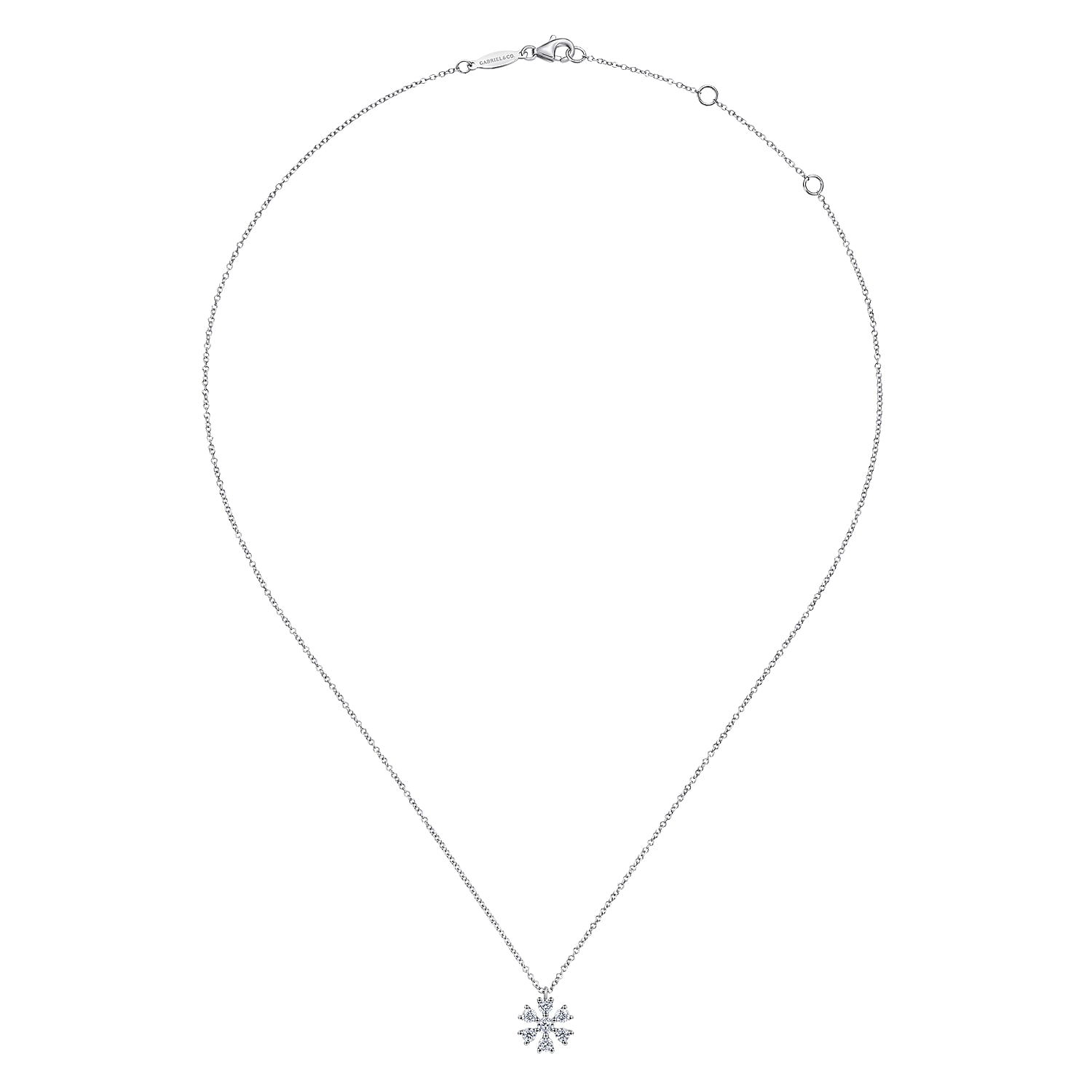 Floral - 14K White Gold Diamond Pendant Necklace