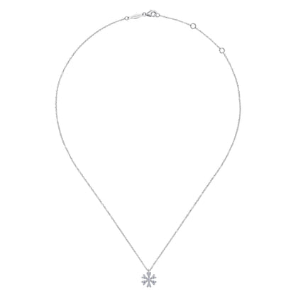 Floral - 14K White Gold Diamond Pendant Necklace