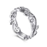 Floral - 14K White Gold Diamond Stackable Ring - 0.09 ct