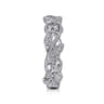 Floral - 14K White Gold Diamond Stackable Ring - 0.09 ct
