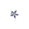 Floral - 14K White Gold Diamond and Marquise Sapphire Flower Stud Earrings - 0.11 ct