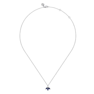 Floral - 14K White Gold Diamond and Sapphire Pendant Necklace