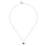 Floral - 14K White Gold Diamond and Sapphire Pendant Necklace - 0.04 ct