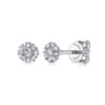 Floral - 14K White Gold Floral Diamond Stud Earrings - 0.11 ct