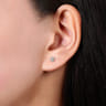 Floral - 14K White Gold Floral Diamond Stud Earrings - 0.11 ct