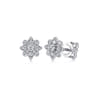 Floral - 14K White Gold Floral Diamond Stud Earrings - 0.25 ct