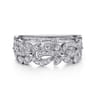 Floral - 14K White Gold Floral Inspired Diamond Stackable Ring - 0.33 ct