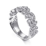 Floral - 14K White Gold Floral Inspired Diamond Stackable Ring - 0.33 ct