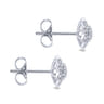 Floral - 14K White Gold Flower Diamond Stud Earrings - 0.38 ct