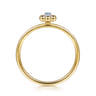 Floral - 14K White  Yellow Gold Bujukan and Blue Topaz Flower Stackable Ring