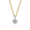 Floral - 14K White and Yellow Gold Diamond Flower Pendant Necklace - 0.05 ct
