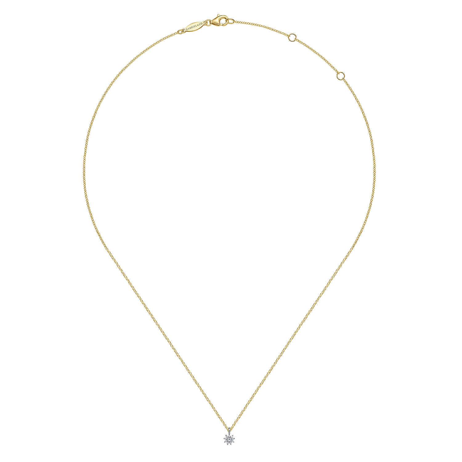 Floral - 14K White and Yellow Gold Diamond Flower Pendant Necklace - 0.05 ct - Shot 2