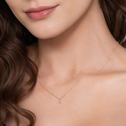 Floral - 14K White and Yellow Gold Diamond Flower Pendant Necklace